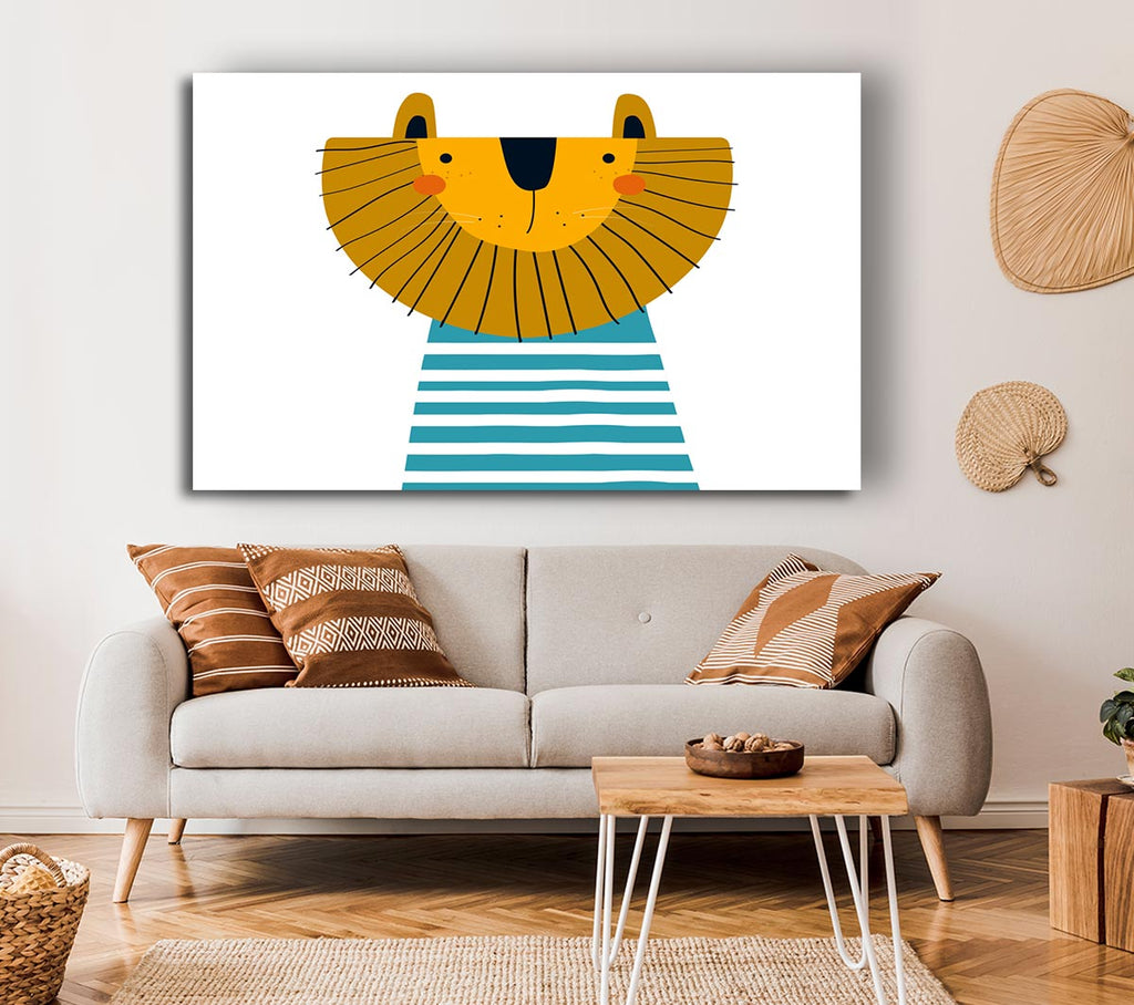 Picture of Lion In Striped Clothes Canvas Print Wall Art