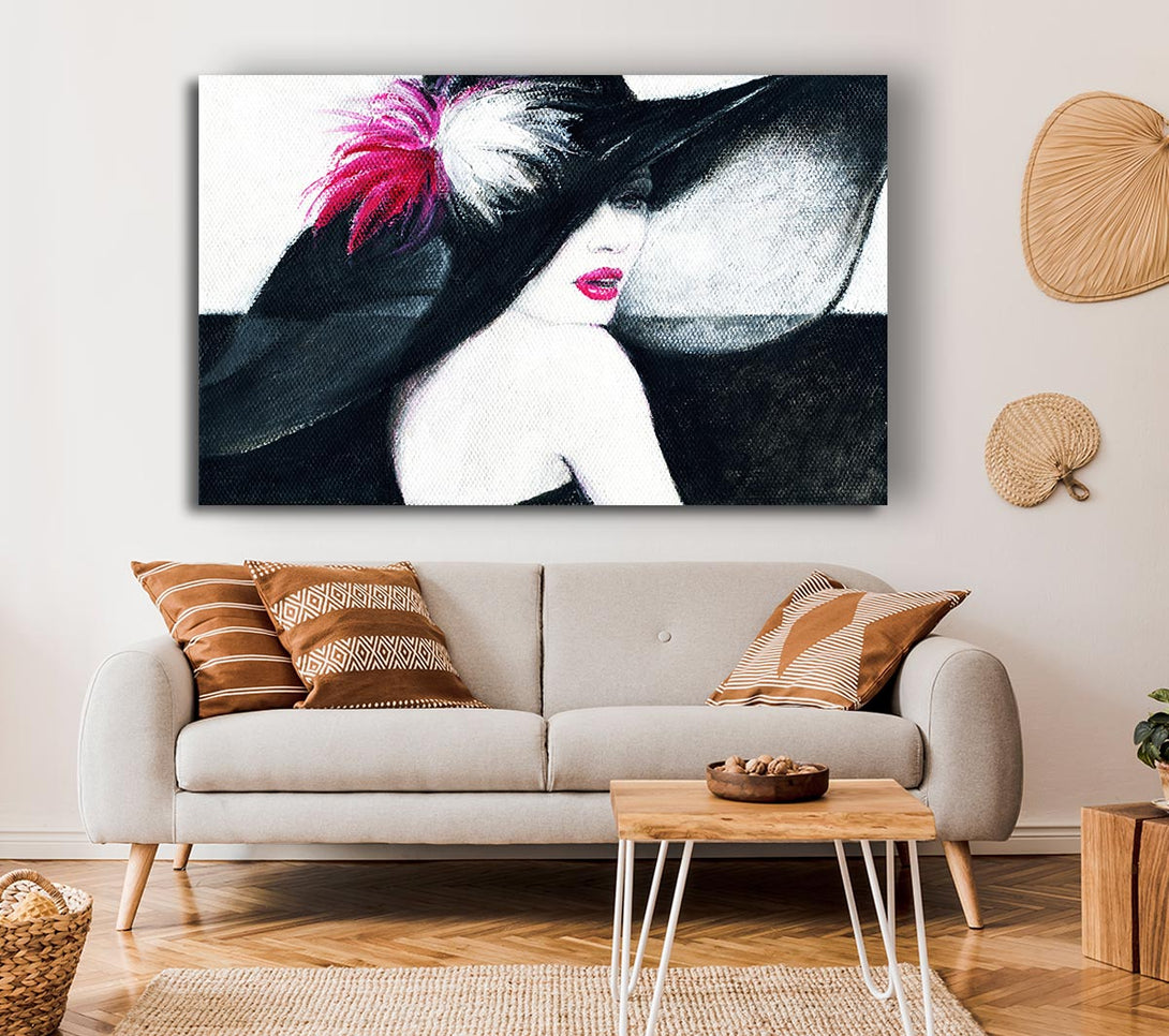 Picture of Woman In Black Hat Canvas Print Wall Art
