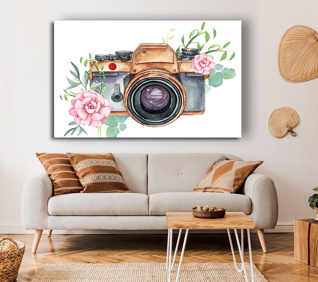 Picture of Vintage Camera Floral Canvas Print Wall Art
