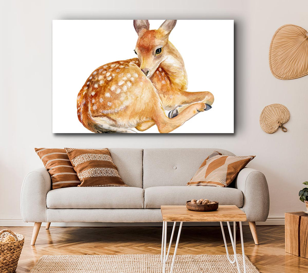 Picture of Watercolour Woodland Deer Canvas Print Wall Art