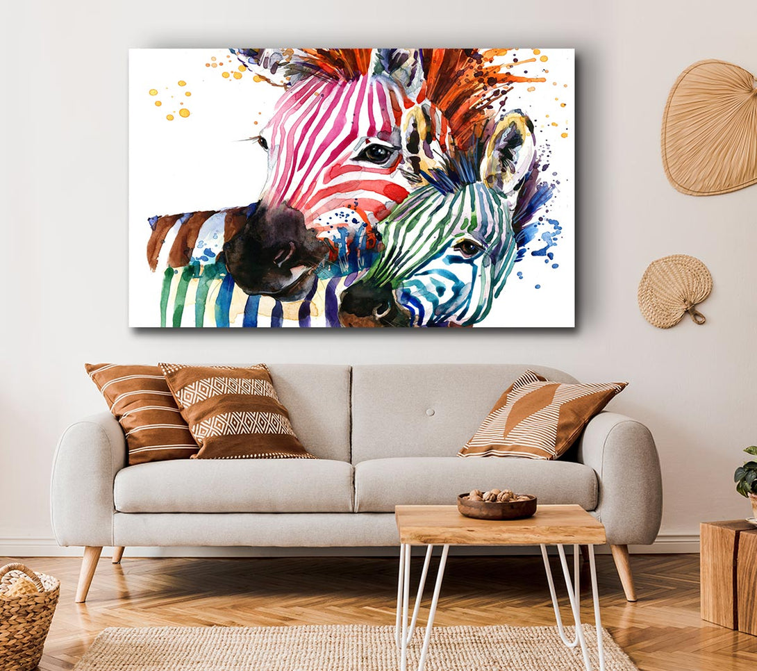 Picture of Multicoloured Rainbow Zebra Canvas Print Wall Art