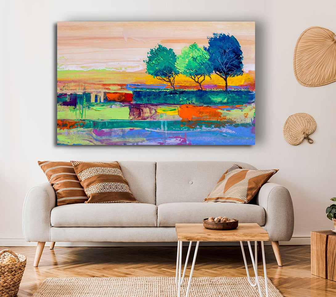 Picture of Three Trees In The Wind Canvas Print Wall Art