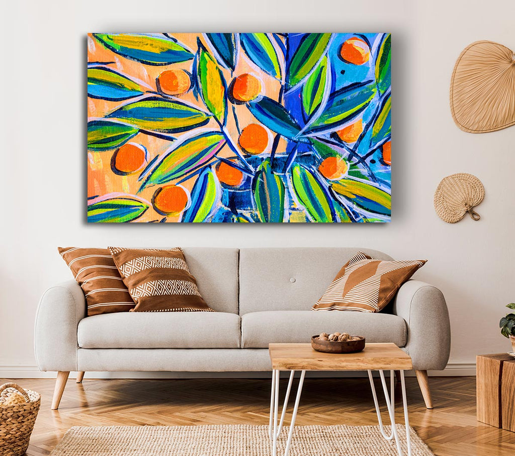 Picture of Bright Oranges On Tree Canvas Print Wall Art