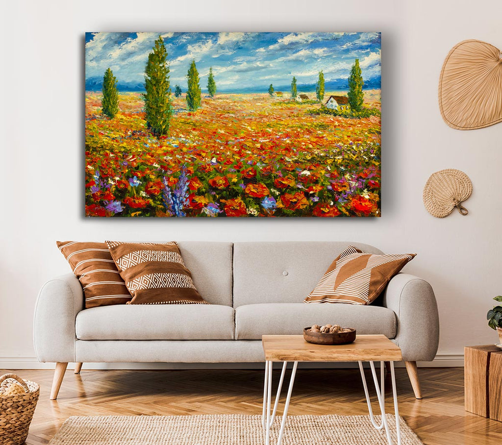 Picture of Field Of Trees And Flowers Canvas Print Wall Art