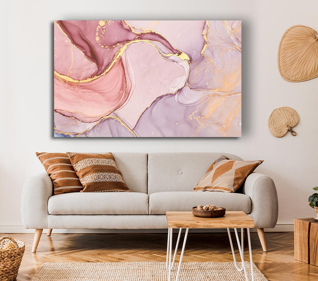  A Canvas Print of Oil Paint Pink And Gold Canvas Wall Art