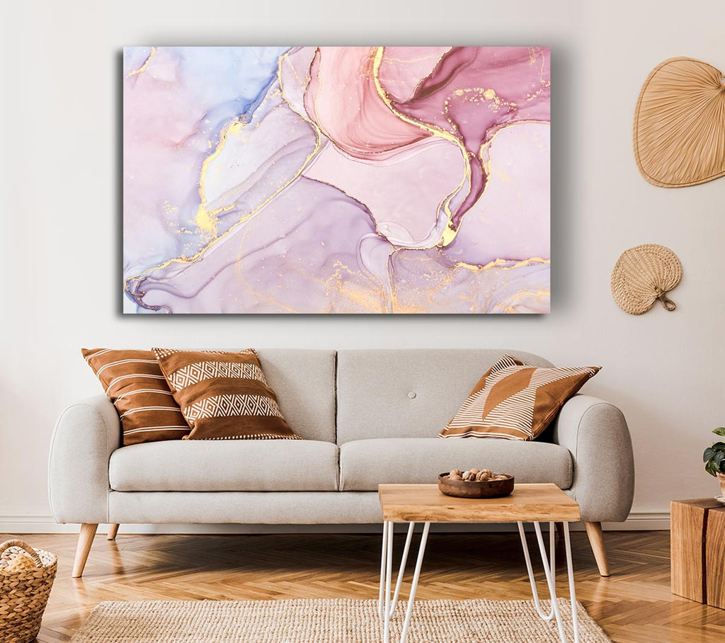 Picture of Oil Paint Lilac And Gold Canvas Print Wall Art