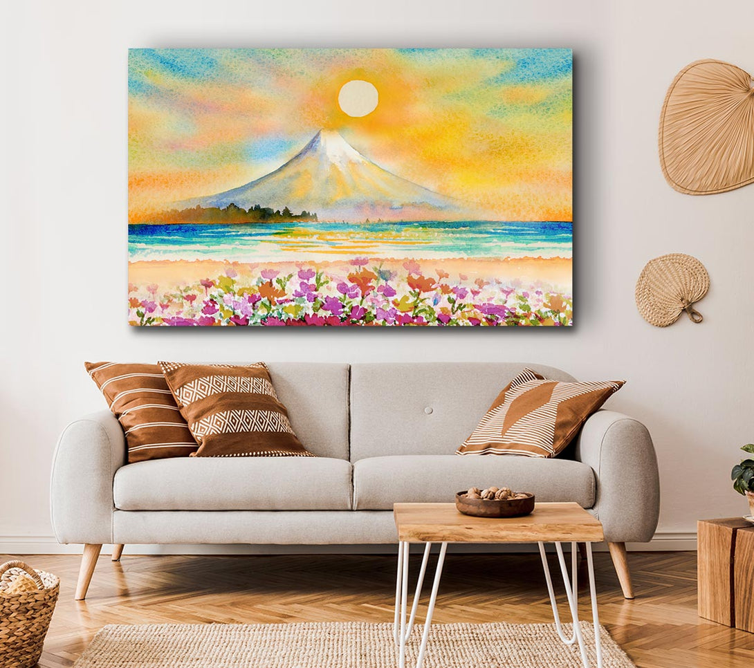 Picture of Sun Over The Volcano Canvas Print Wall Art