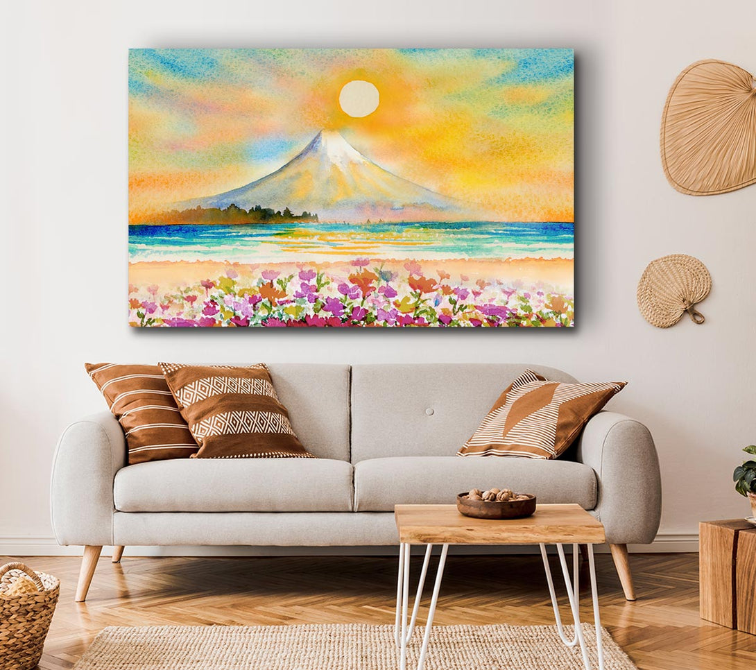  A Canvas Print of Sun Over The Volcano Canvas Wall Art