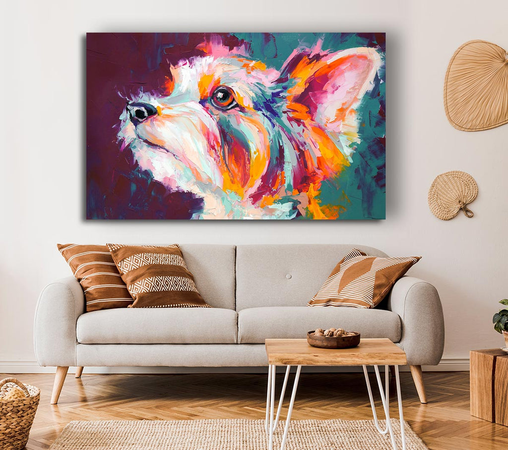 Picture of Vibrant Yorkshire Terrier Canvas Print Wall Art