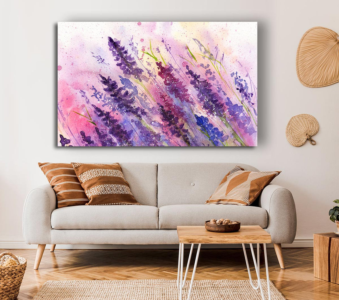 Picture of Lavender Colour Splash Canvas Print Wall Art