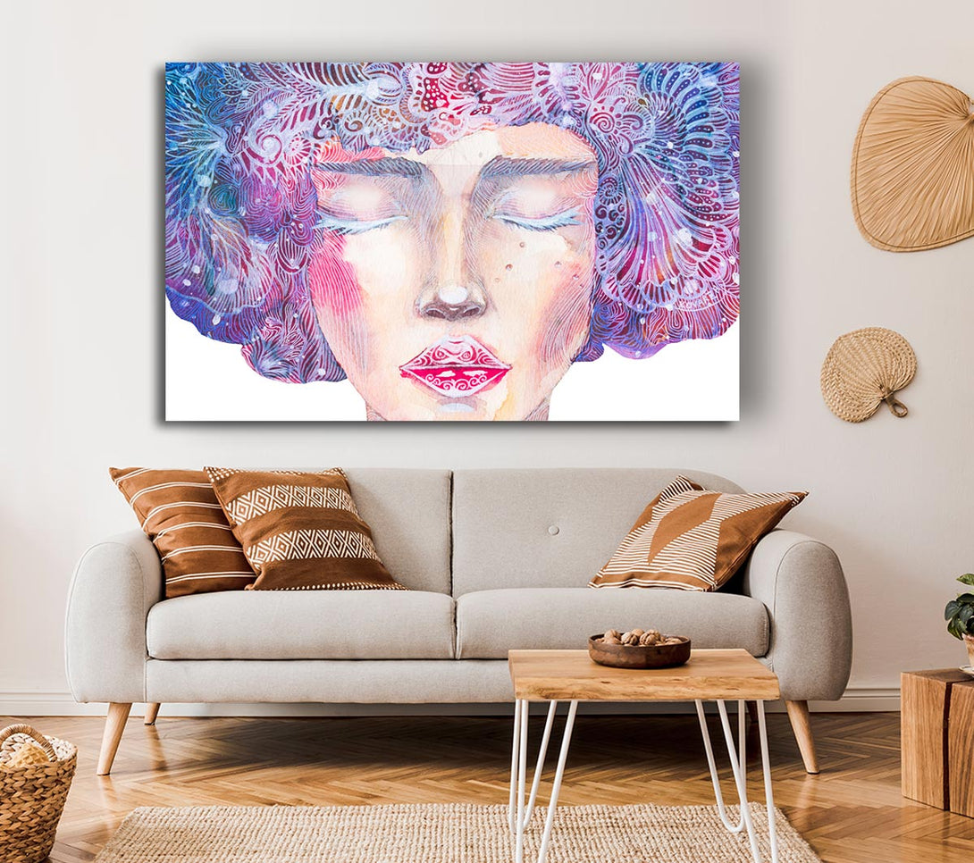 Picture of The Pretty Watercolour Face Canvas Print Wall Art