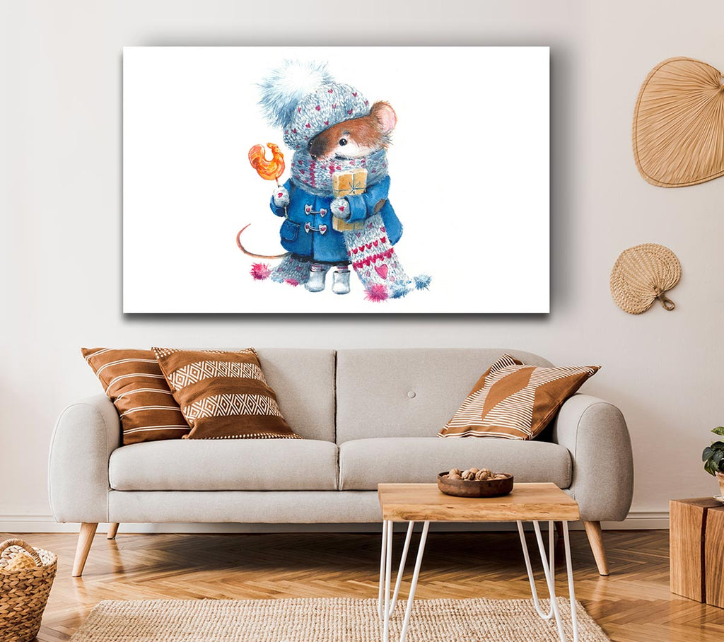 Picture of Watercolour Mouse Canvas Print Wall Art