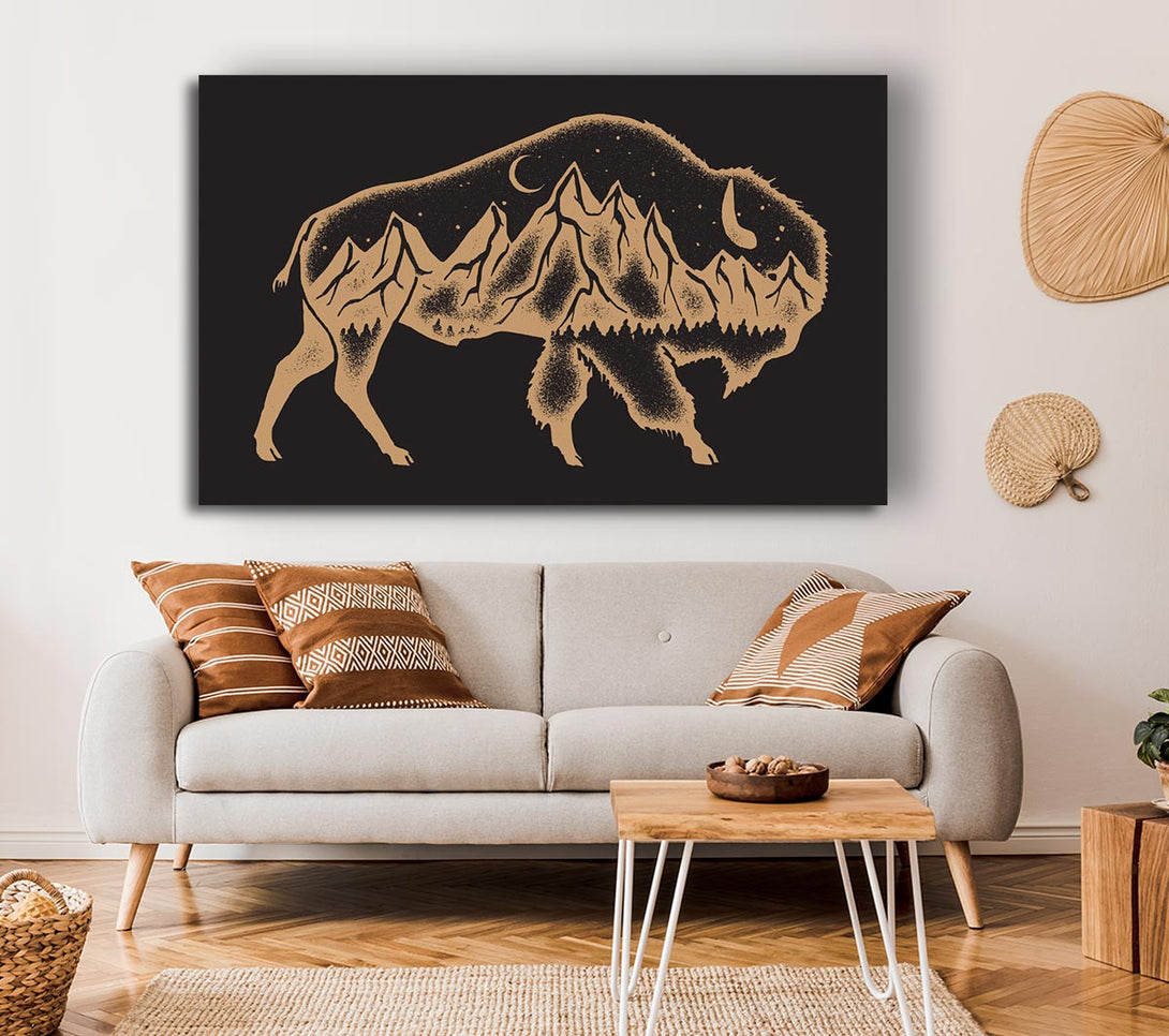  A Canvas Print of Night Bison Canvas Wall Art