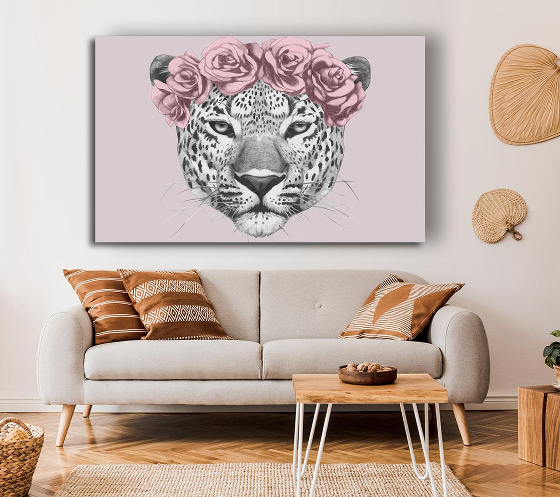  A Canvas Print of The Rose Head Leopard Canvas Print