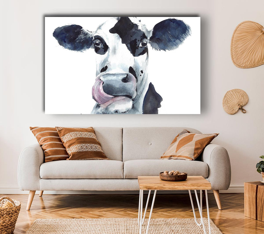  A Canvas Print of Cow Licking Canvas Wall Art