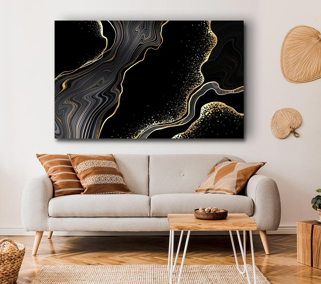 Picture of Black And Gold Flakes Canvas Print Wall Art