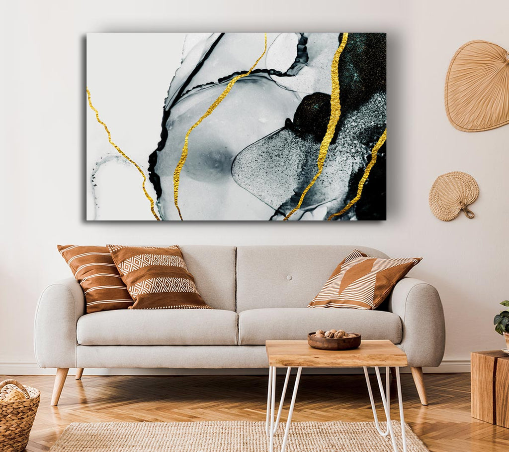 Picture of The Black Stone Glitter Canvas Print Wall Art