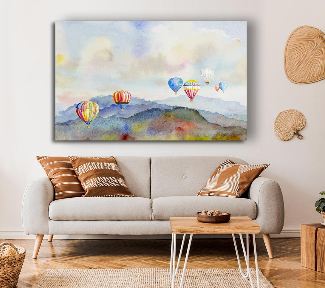 Picture of Hot Air Balloons In The Valley Canvas Print Wall Art