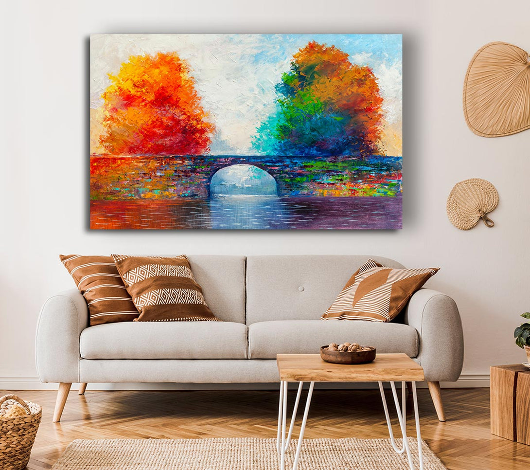 Picture of The Bridge Between Woodland Worlds Canvas Print Wall Art