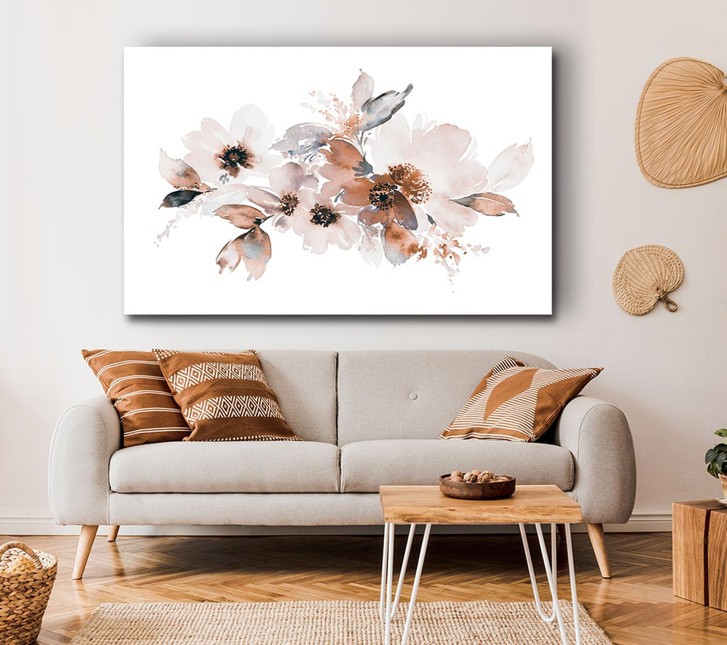 Picture of Blush Peach Flowers Canvas Print Wall Art
