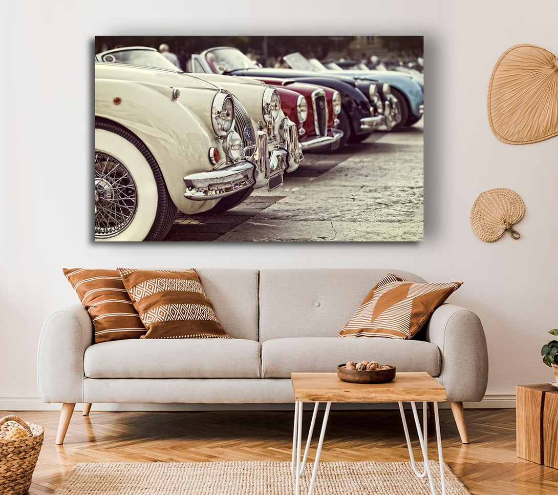 Picture of Classic Cars In A Row Canvas Print Wall Art