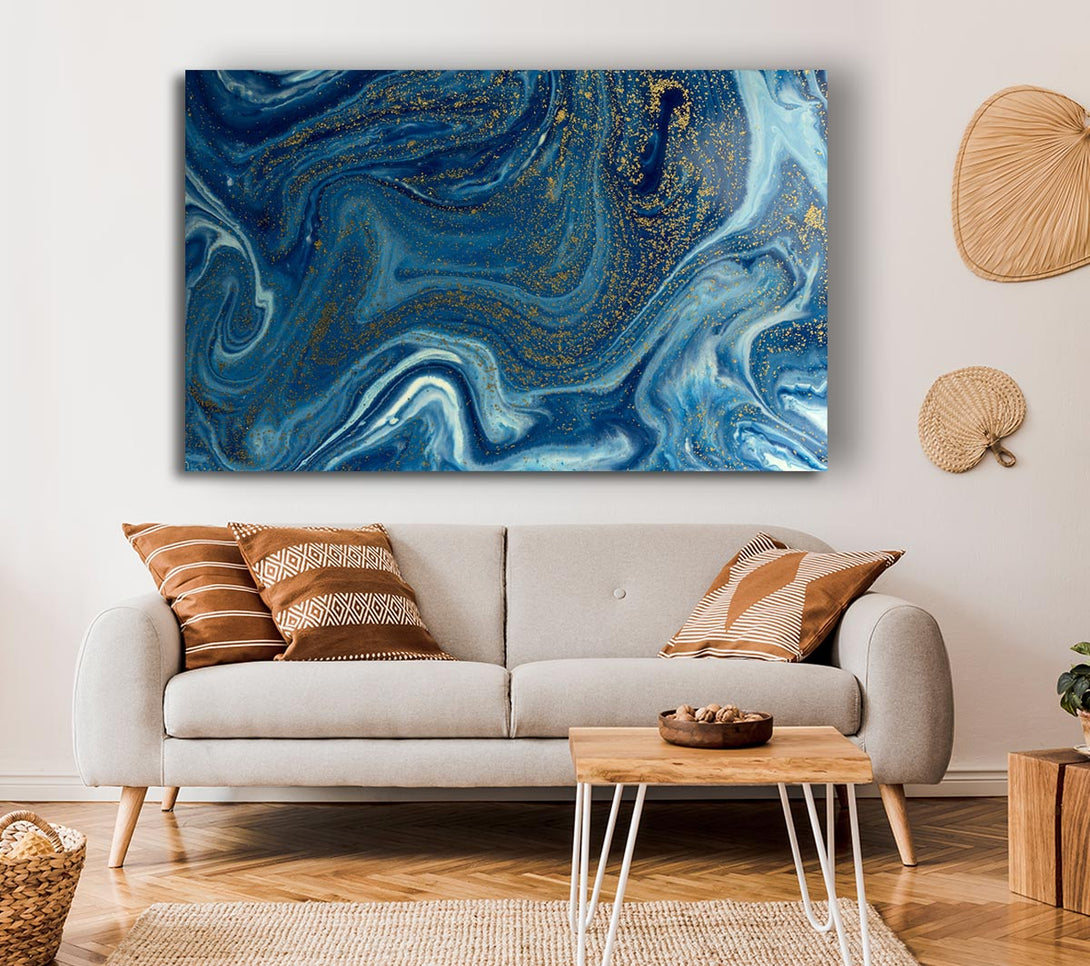 Picture of Blue Glitter Flow Canvas Print Wall Art