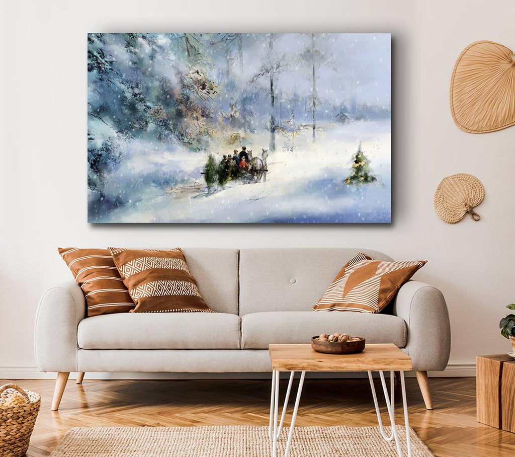 Picture of Traveling Through The Snow Canvas Print Wall Art