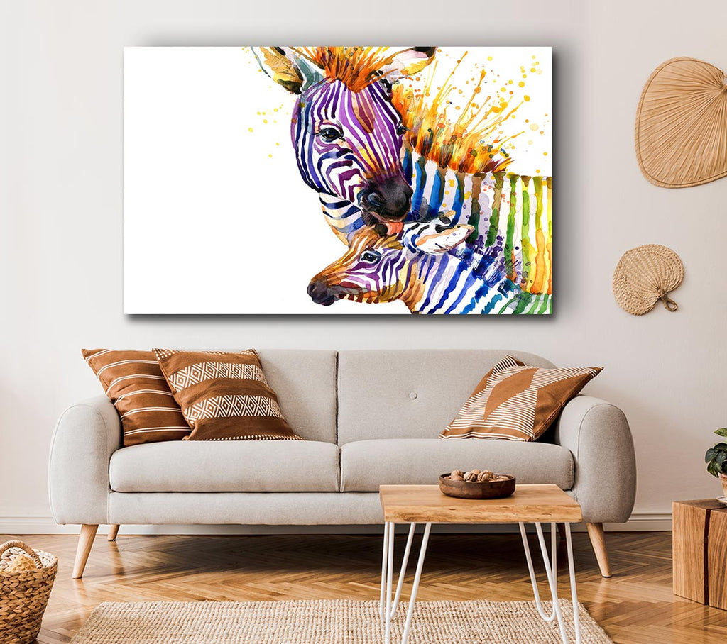 Picture of Zebra Paint Splatter Canvas Print Wall Art