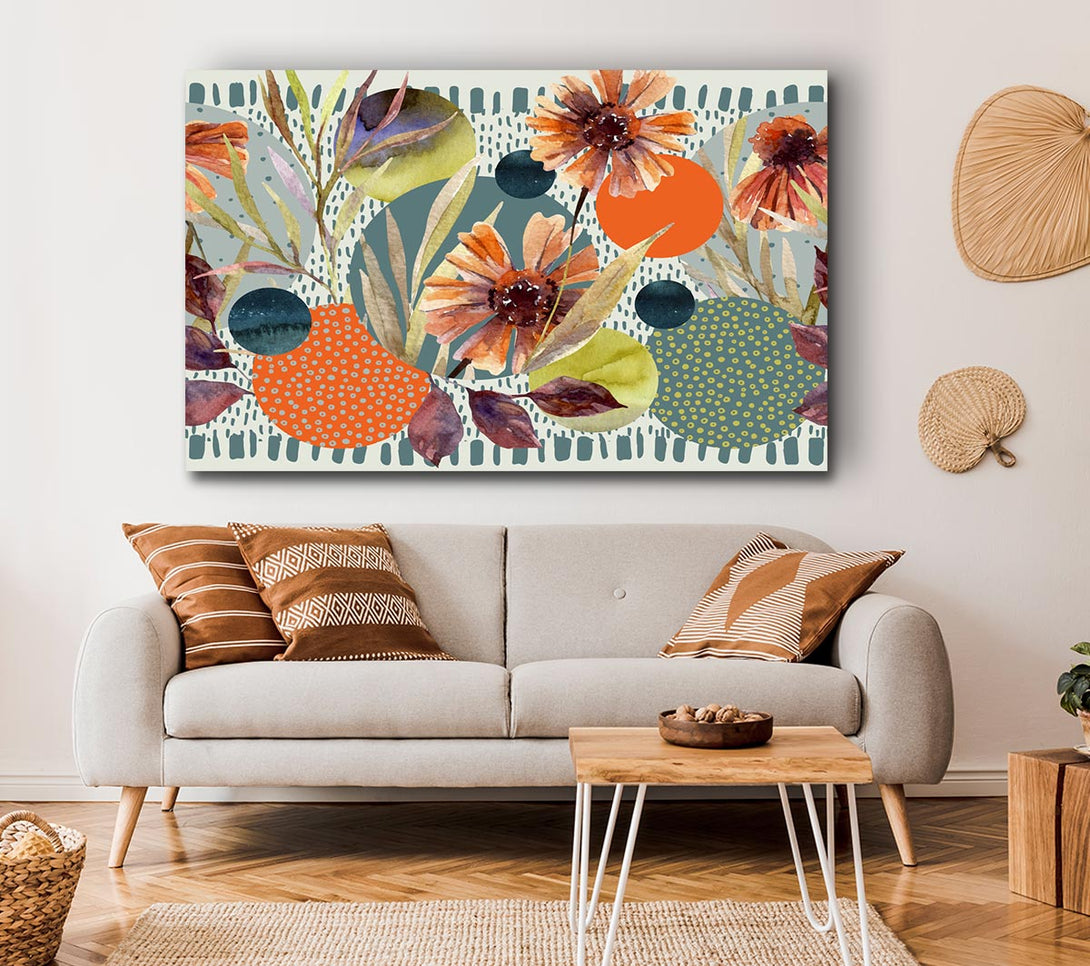 Picture of Cut Out Flowers On Abstract Canvas Print Wall Art
