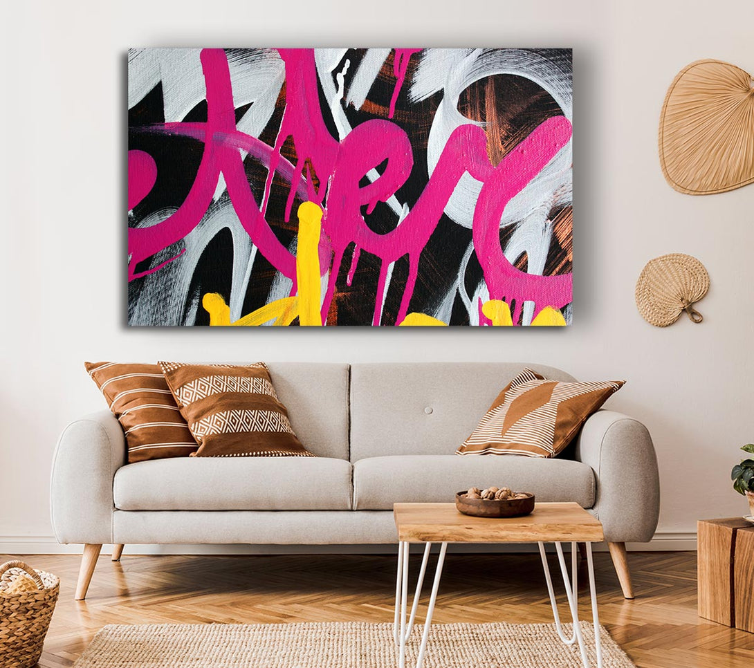 Picture of Swirl Of Pink Graffiti Canvas Print Wall Art