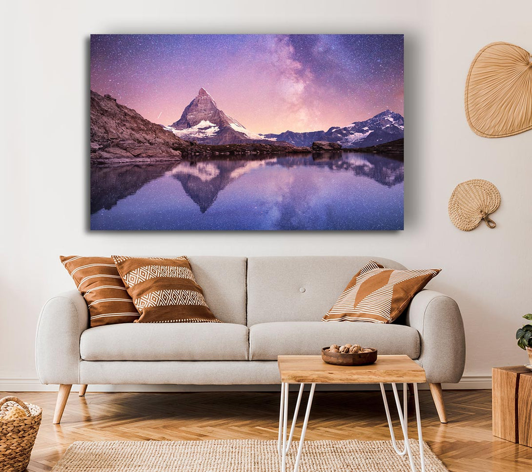 Picture of Mountains On The River Reflections Star Canvas Print Wall Art