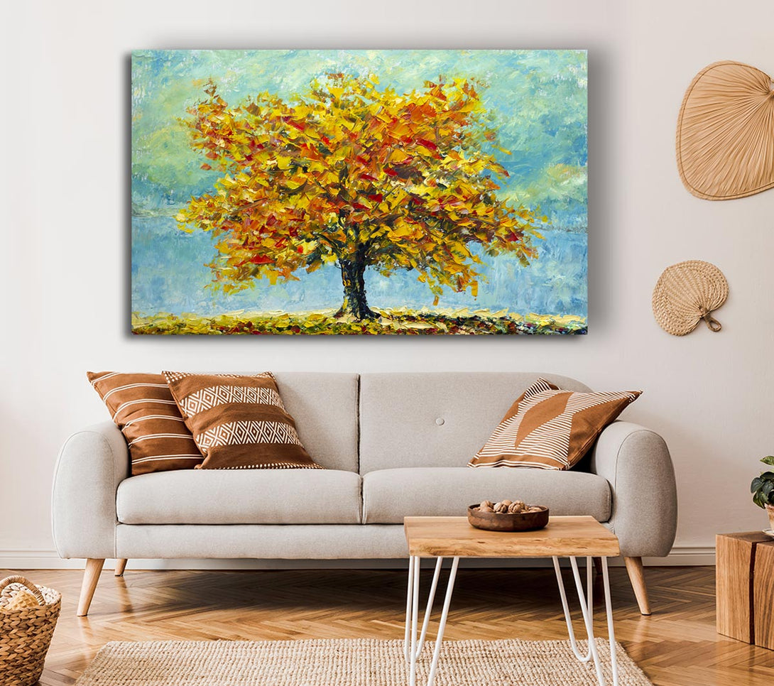 Picture of Tree Burns Orange Canvas Print Wall Art