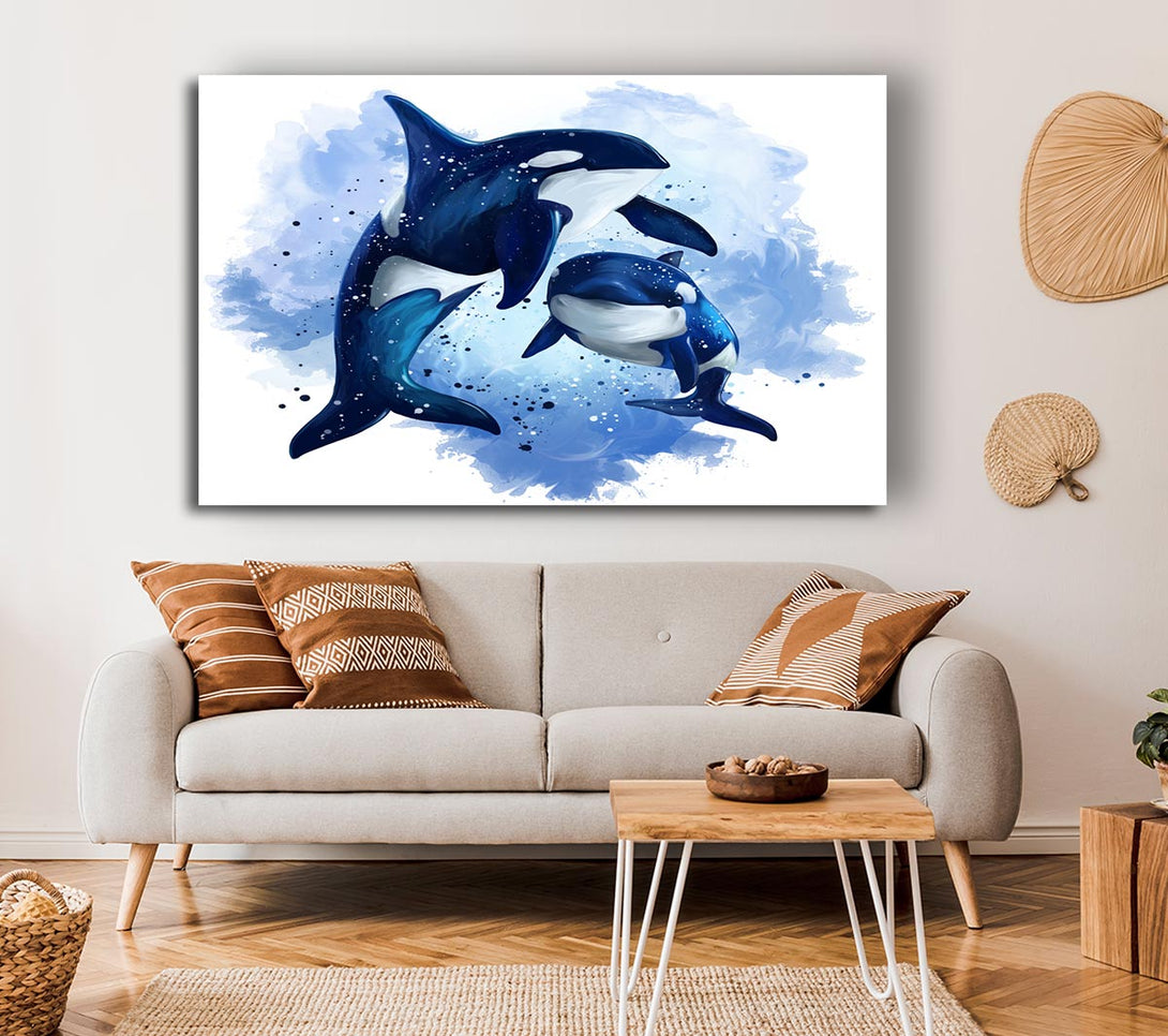  A Canvas Print of Orca Mother And Baby Canvas Art