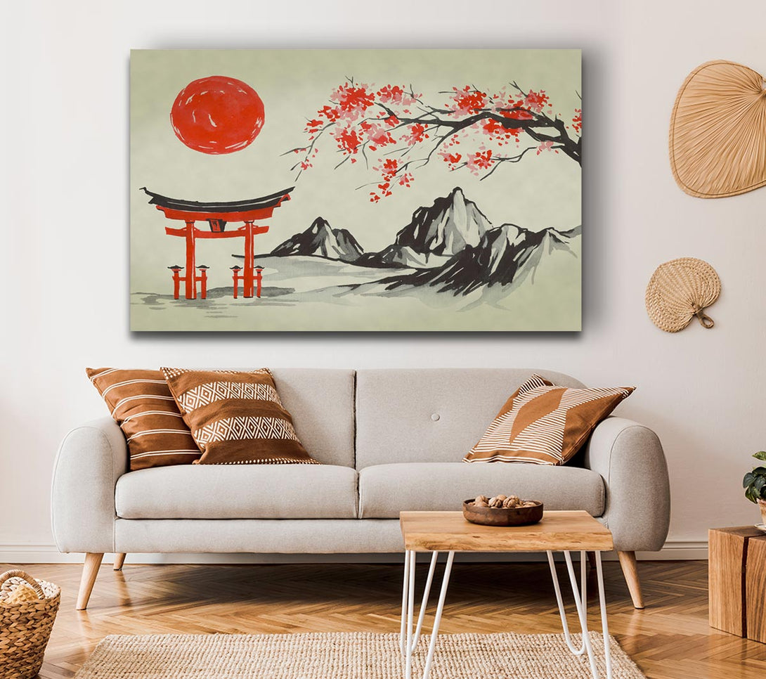 Picture of Ethnic Japanese Sun Canvas Print Wall Art