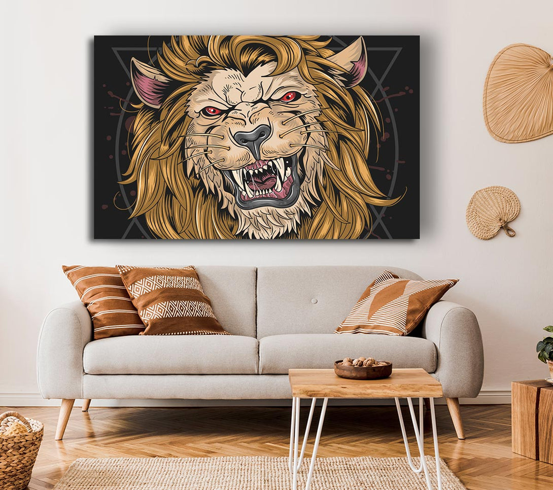 Picture of Fearsome Lion Angry Canvas Print Wall Art