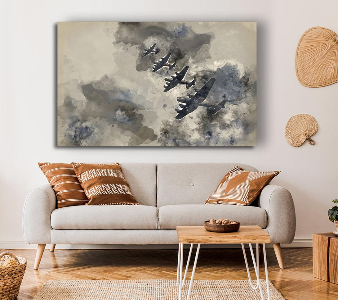 Picture of Raf Bombers In Flight Canvas Print Wall Art