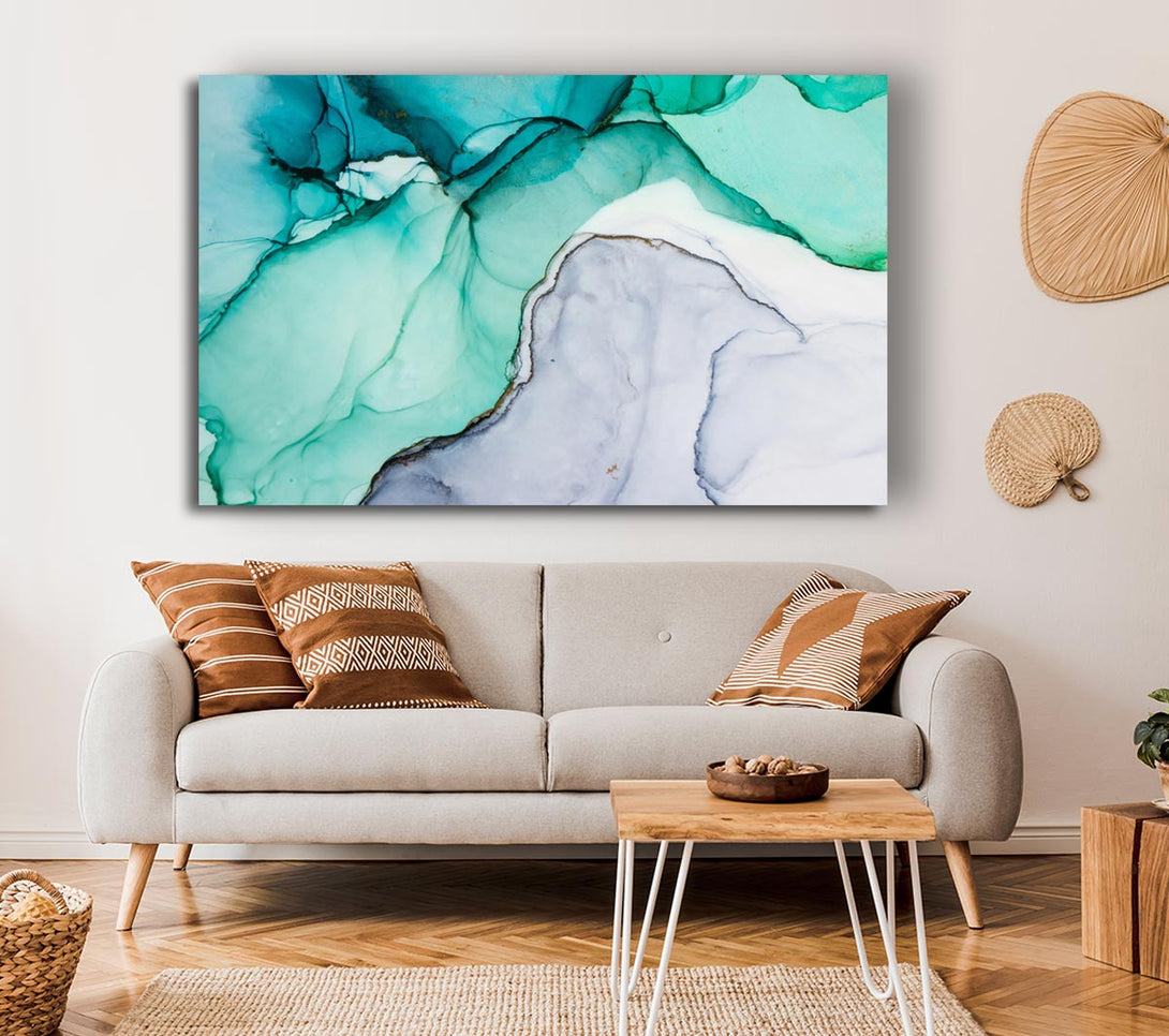 Picture of Flow Of Green To Blue Liquid Canvas Print Wall Art