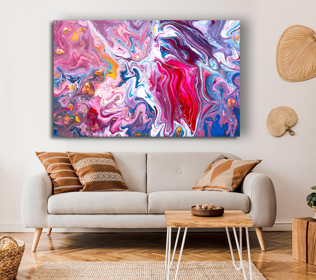 Picture of Liquid Swirl Paint Purple Canvas Print Wall Art