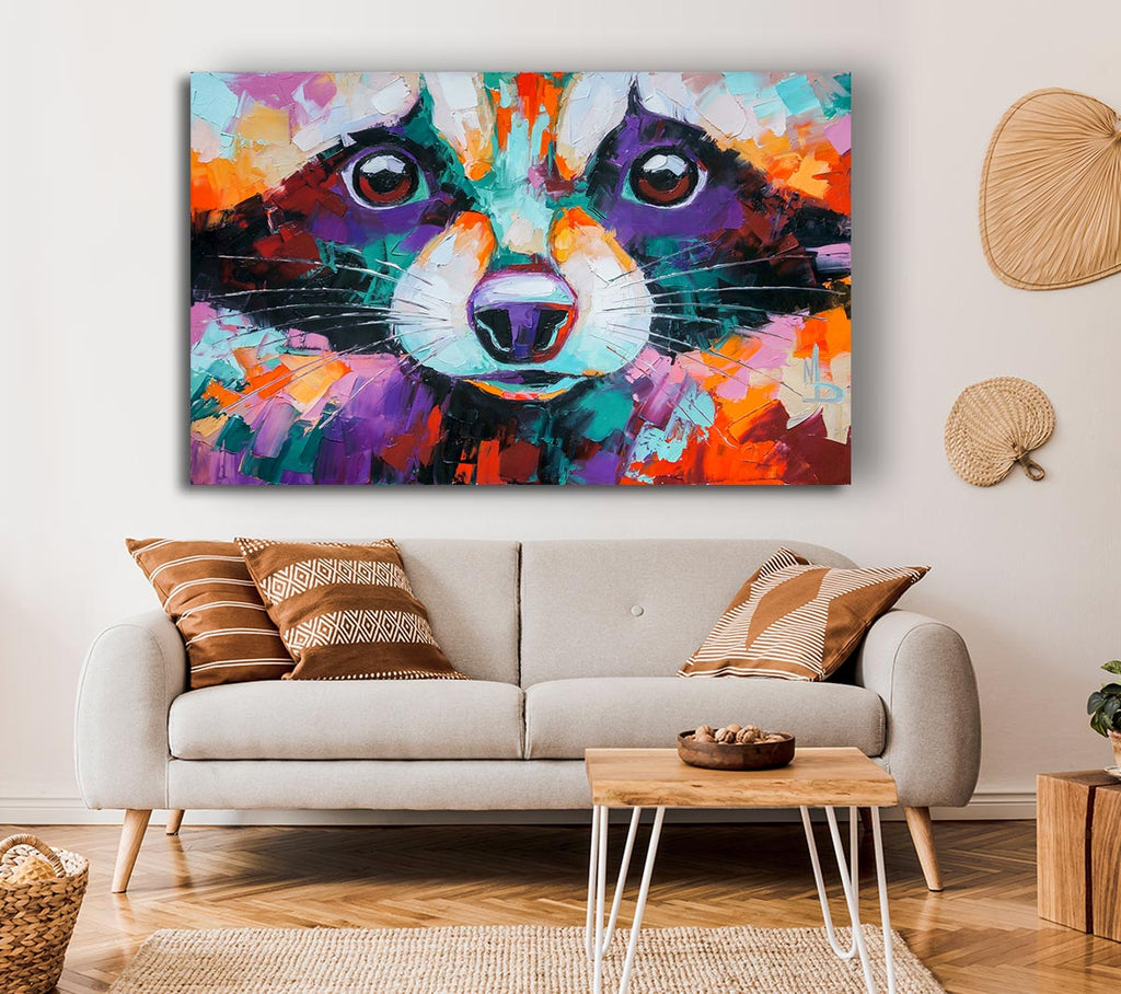 Picture of Racoon Vivid Face Canvas Print Wall Art
