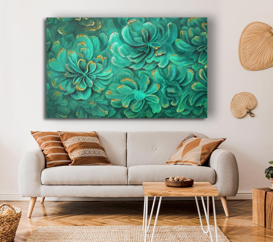 Picture of Green Leaves Above Canvas Print Wall Art