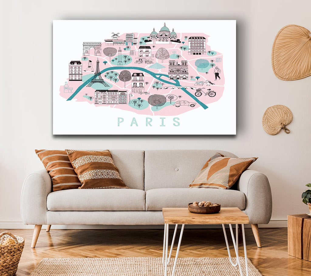 Picture of Little Map Of Paris Canvas Print Wall Art