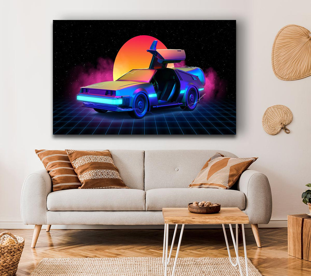 Picture of Delorean Smoke Sunrise Canvas Print Wall Art