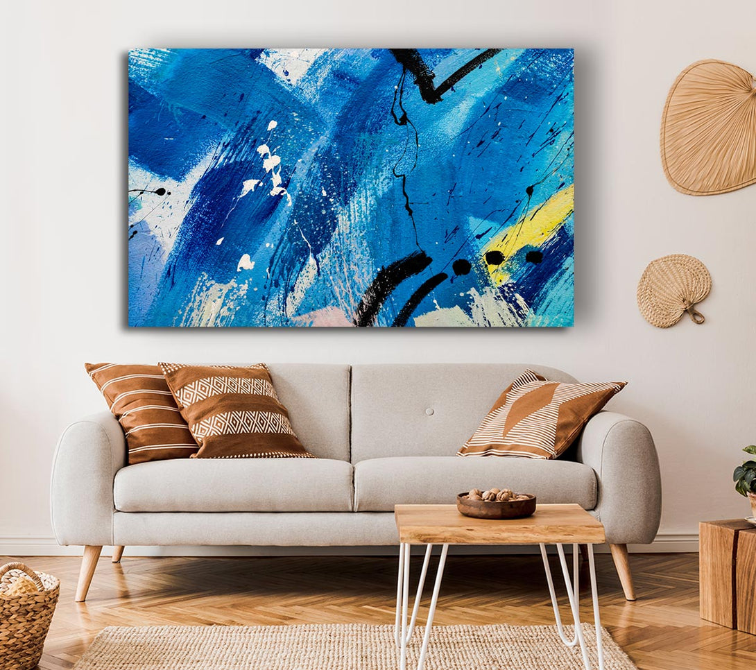 Picture of Broad Strokes Of Blue Paint Canvas Print Wall Art