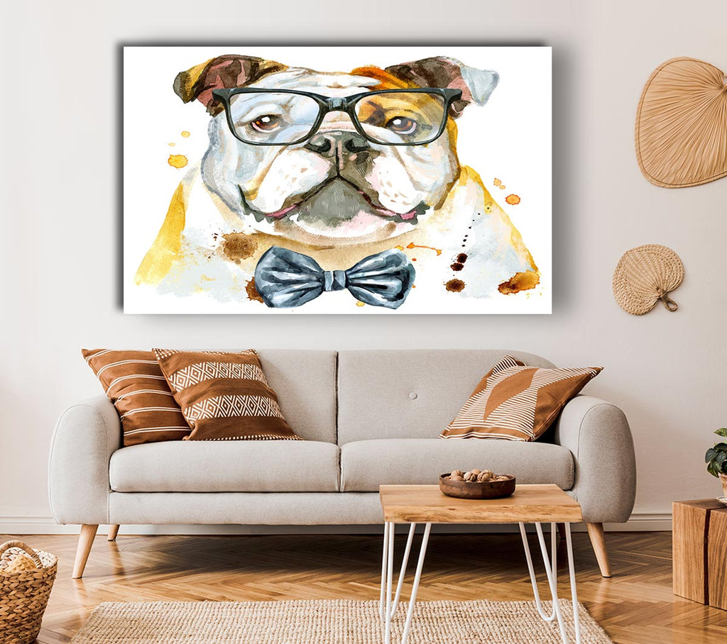 Picture of The Bulldog With Glasses Canvas Print Wall Art