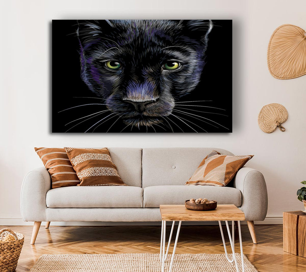 Picture of The Black Panther Face Canvas Print Wall Art