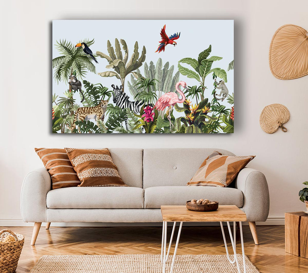 Picture of Jungle Paradise Animals Canvas Print Wall Art