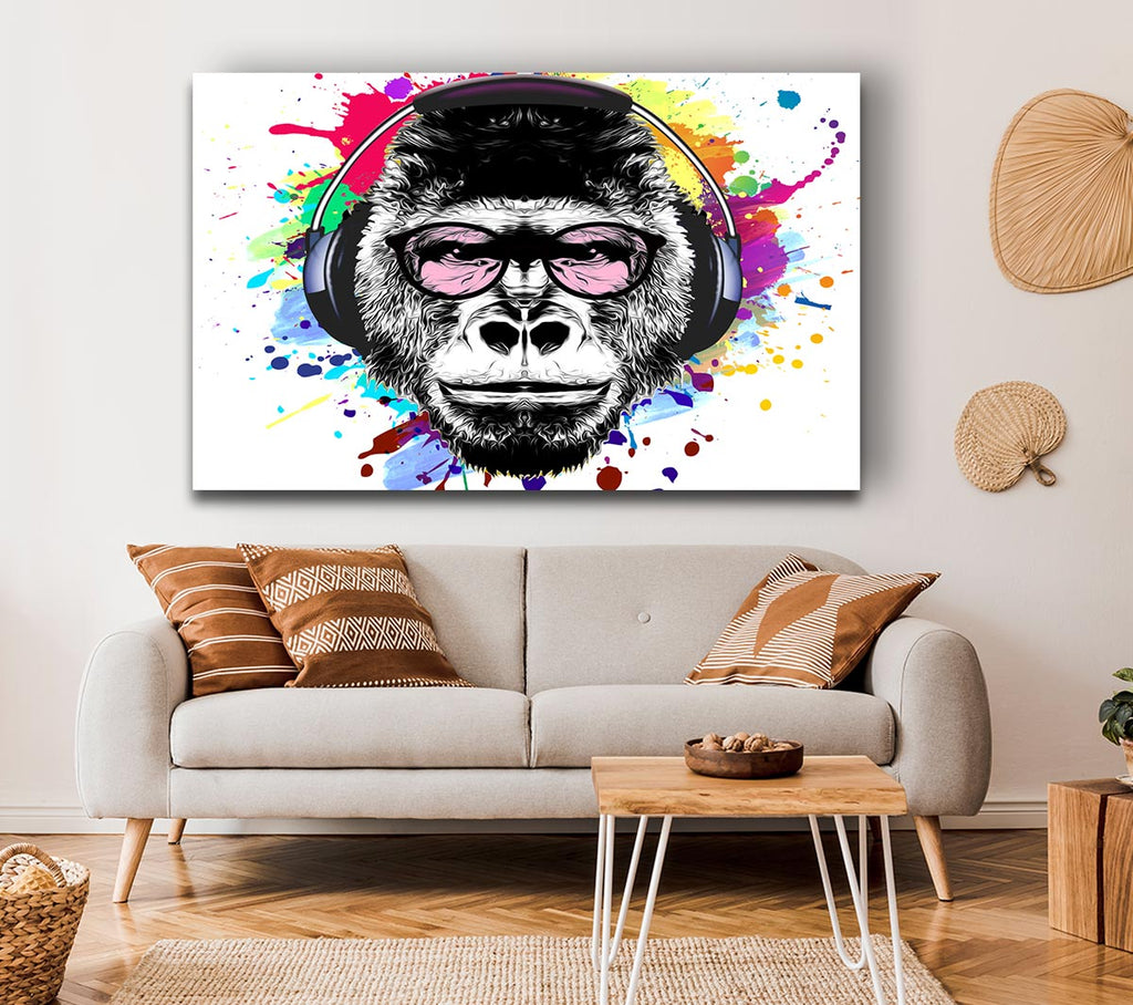 Picture of Gorilla Glasses Paint Splatter Canvas Print Wall Art