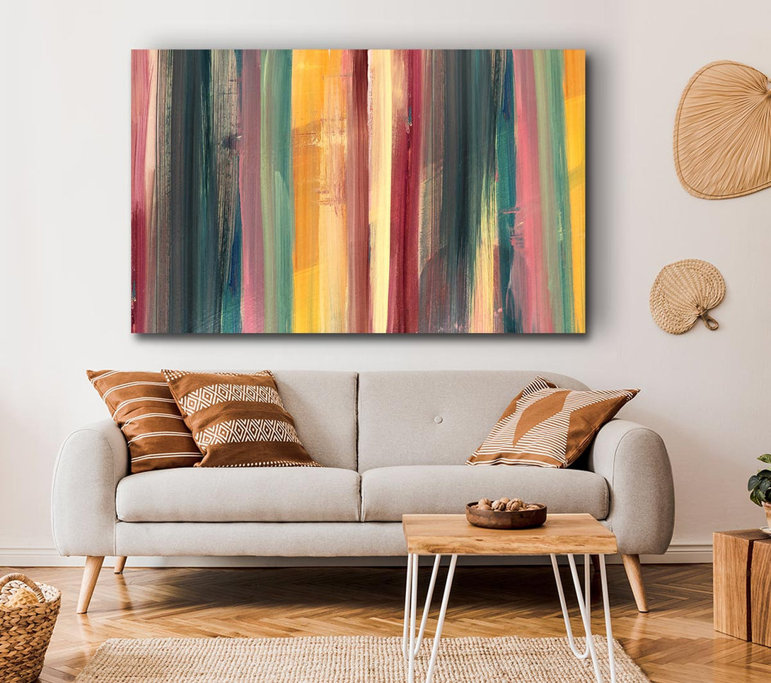 Picture of Vertical Colour Drop Lines Canvas Print Wall Art