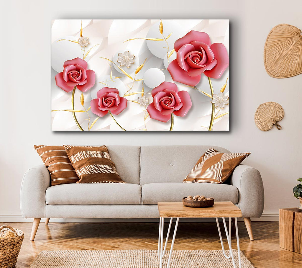 Picture of Pink Roses Pop Canvas Print Wall Art