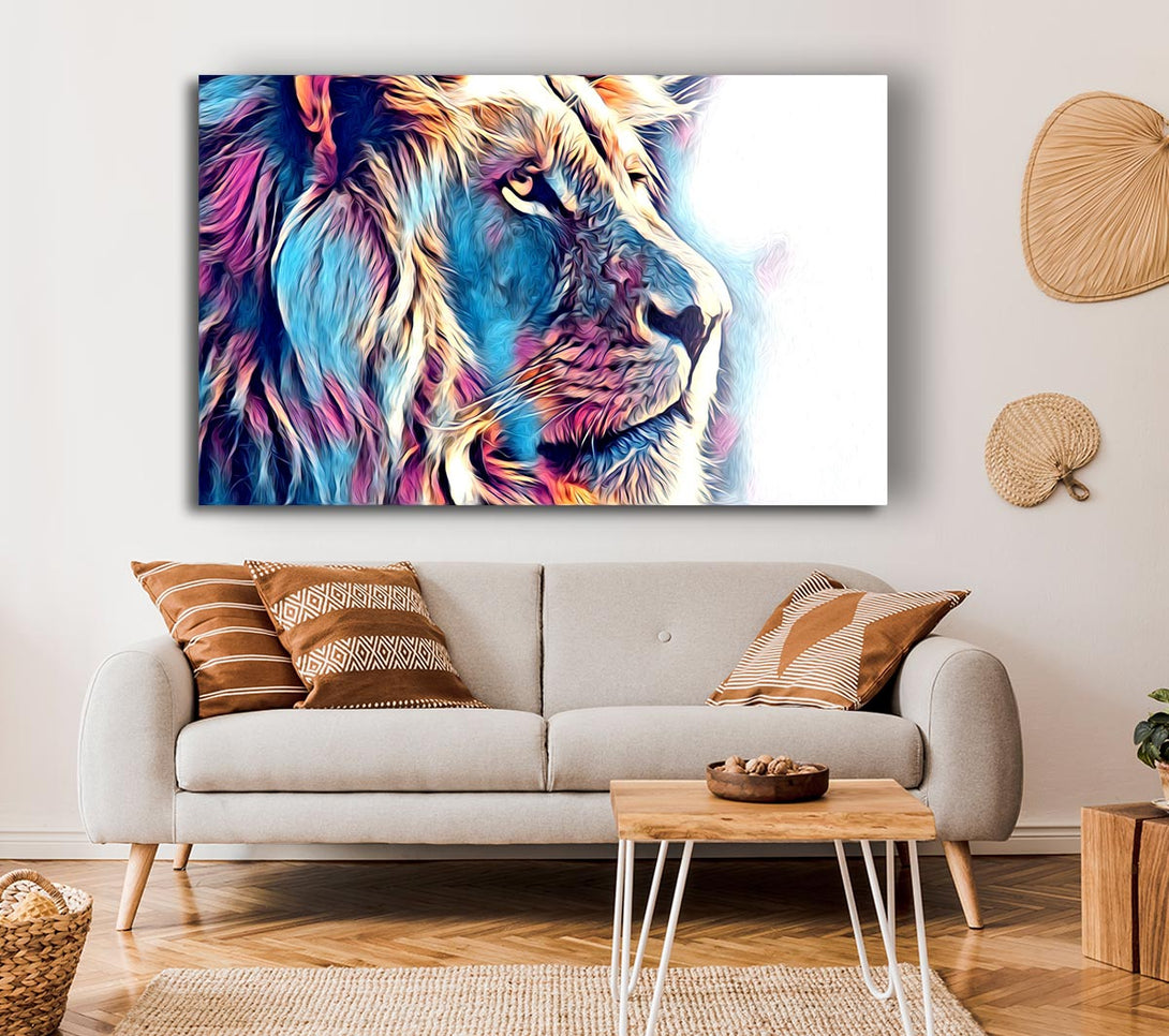 Picture of Cool Blues Lion Canvas Print Wall Art